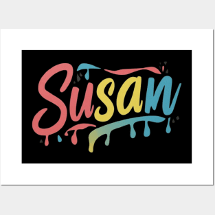 Funny Personalized Susan name colorful retro design Cool Tee Posters and Art